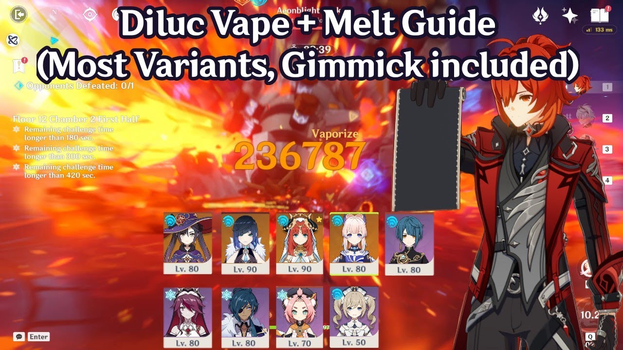 Quick in-depth Guide to Diluc Vape & Melt, Gimmick included | Genshin Impact