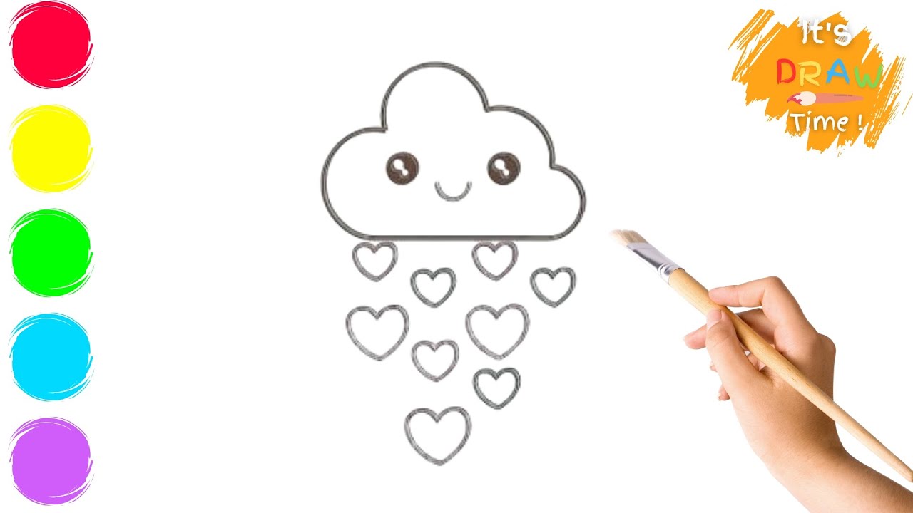 How to Draw with Gouache – Cloud Raining Hearts Drawing  | Step-By-Step Tutorial