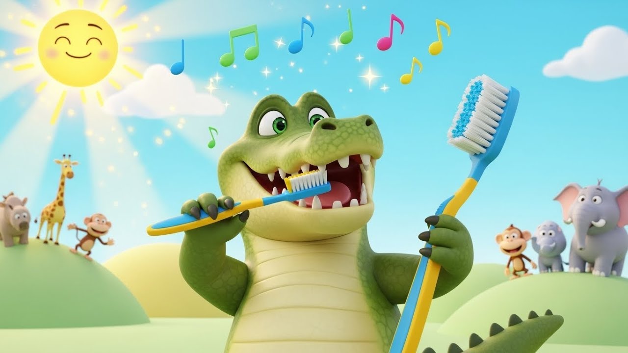 Crocodile’s Toothbrush Tune 🐊🪥 Fun Brushing Song for Kids | Healthy Habits Nursery Rhyme
