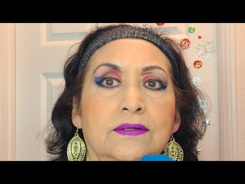 ASMR Maquillaje como sea, de azul   morado y rosa!!
