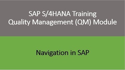 Video 02 - SAP S/4HANA Quality Management (QM) module training - Navigation in SAP