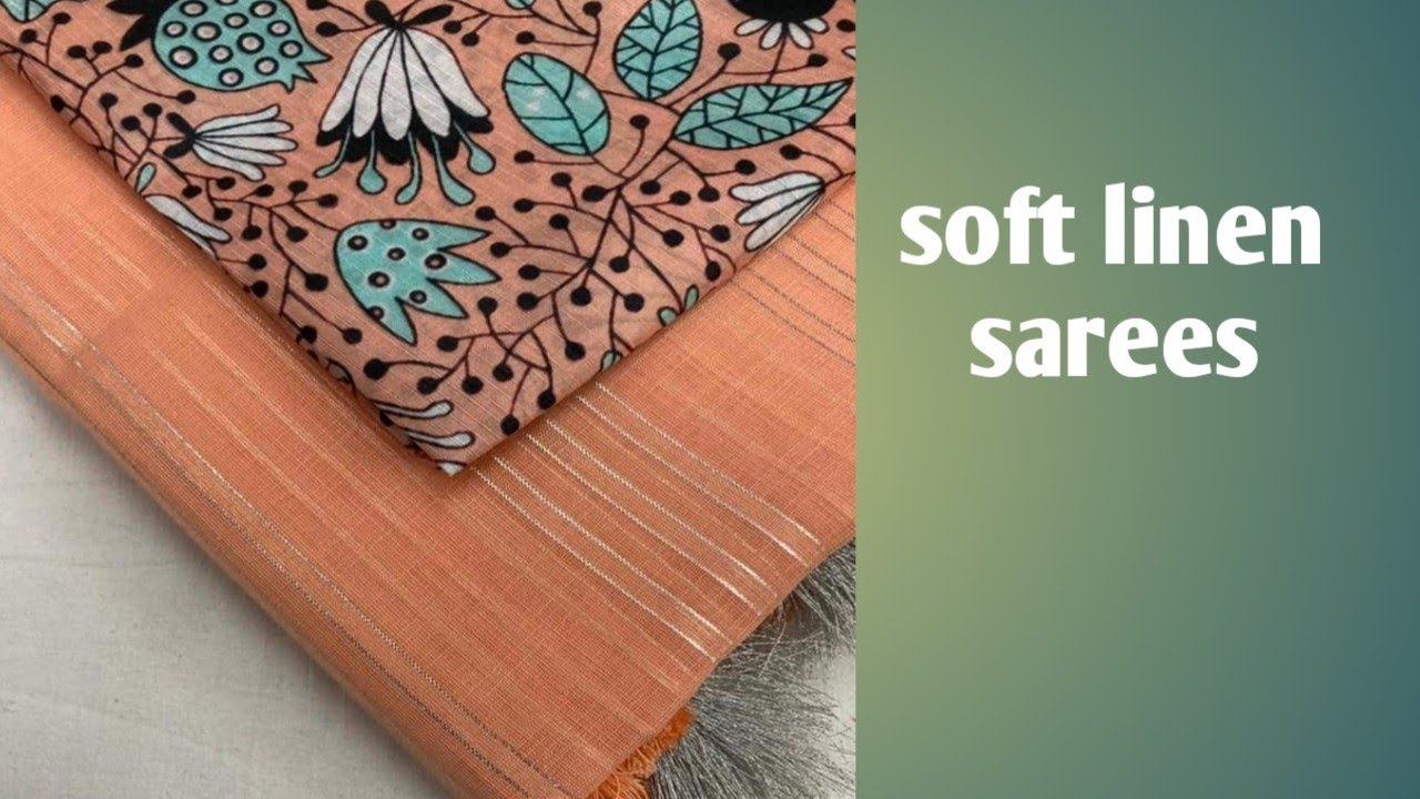 soft linen saree with silver strip weaving allover
