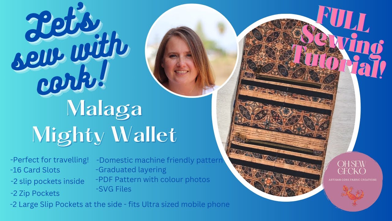 Let's Sew the Malaga Mighty Wallet! FULL Tutorial, sewing with Cork Fabric!