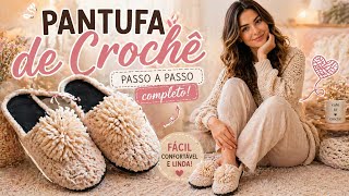 Como fazer Pantufa de Crochê com Sola Passo a Passo Fácil