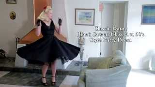 Black Sateen 50s Style Class Act Cocktail Dress from Blue Velvet Vintage