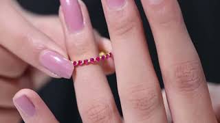 Floating Set Round Ruby Half Eternity Ring