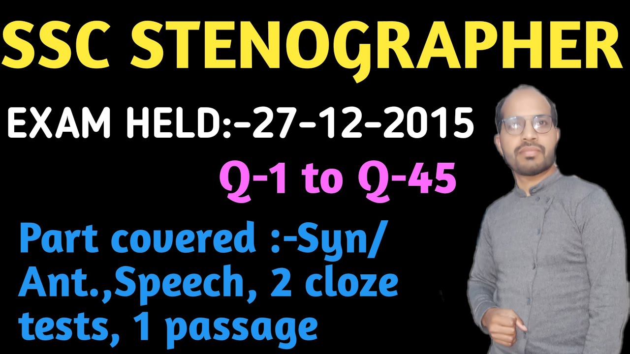 SSC STENOGRAPHER PRACTICE SET Exam Held 27 12 15 SSC STENO PREVIOUS