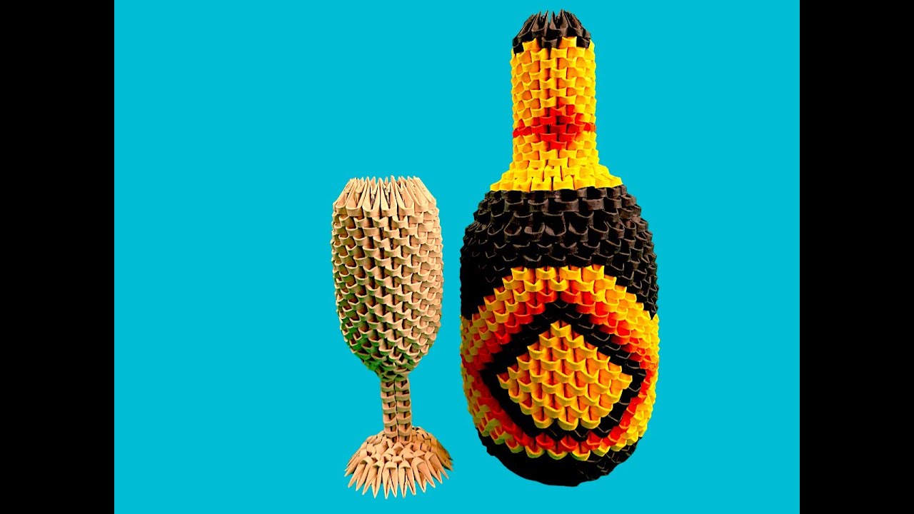 Урок по созданию 3D-оригами бутылки шампанского – Часть 2 | Пошаговое модульное оригами