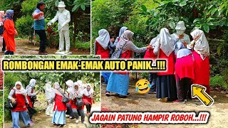 NGAKAK BANGET😂 EMAK- EMAK AUTO PANIK JAGAIN PATUNG ROBOH !! HUMAN STATUE PRANK