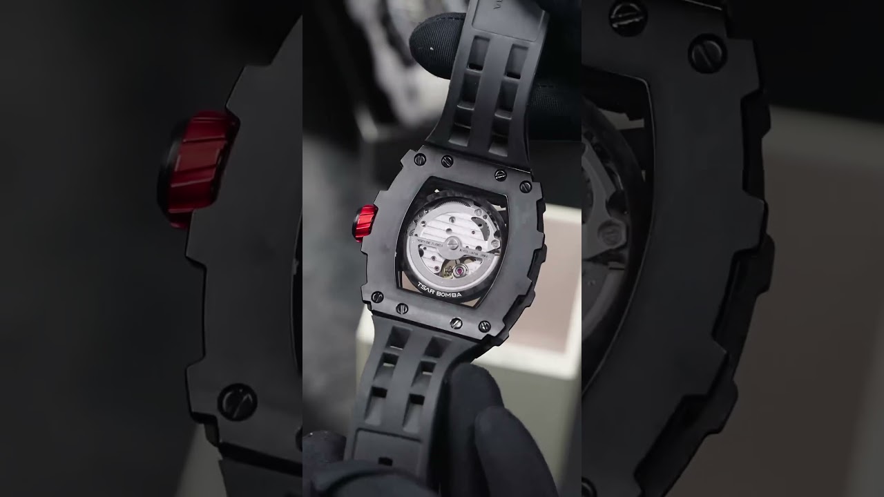 New Automatic Watch Men Carbon Fiber Bezel Skeleton Luxury Mechanical Watches