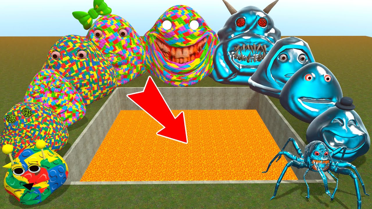 SPARTAN KICKING ALL LEGO and DIAMOND 3D POU BOU'S REVENGE in GIANT LAVA HOLE in Garry's Mod