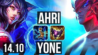 AHRI vs YONE (MID) | 66% winrate, Legendary, 14/4/12 | KR Grandmaster | 14.10