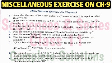 NCERT Class 11 Maths Miscellaneous Exercise On Chapter 9 Complete Solution | Sequence and Series