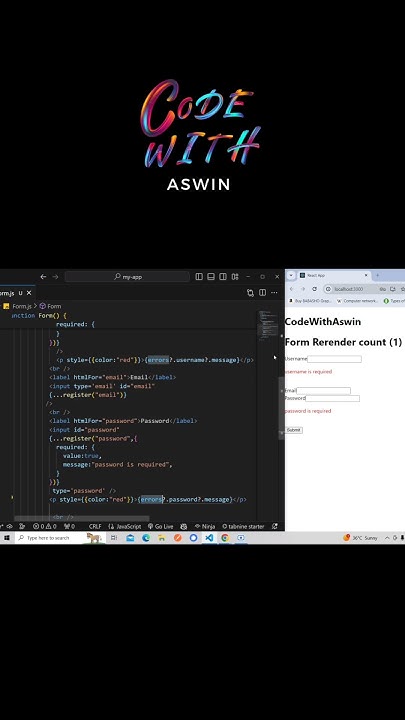 React Hook Form: Displaying Error Messages🌟 #shorts #ytshorts # ...