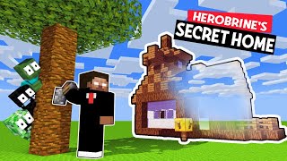 Herobrine's SECRET HOME: "VERY SAD HOME" he's hiding from his monster school students- MINECRAFT