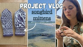 knit songbird mittens with me! cozy knitting vlog