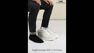 8Cm 3.15 Inches Cmr Chamaripa Mens White Leather Elevator Sneakers