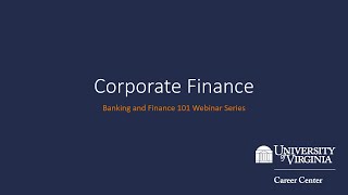 Corporate Finance - Banking and Finance 101 Webinar Series