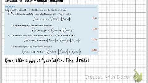 MTH261-Sec. 3.2 Calculus of Vector-Valued Functions (Part 2)