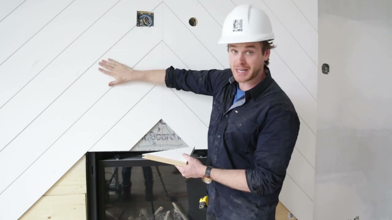 Accent wall for fireplace with Metrie | Mike Holmes Project