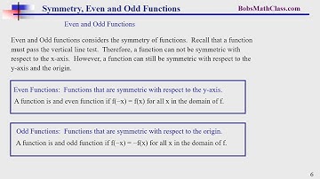 8.4 Symmetry, Even and Odd Functions