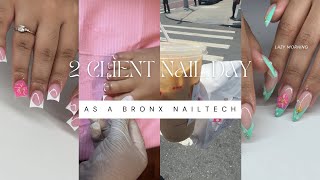 DAY IN THE LIFE AS A BRONX NAILTECH 💕 !! | 2 CLIENT NAIL DAY | DONEBYASHLEY