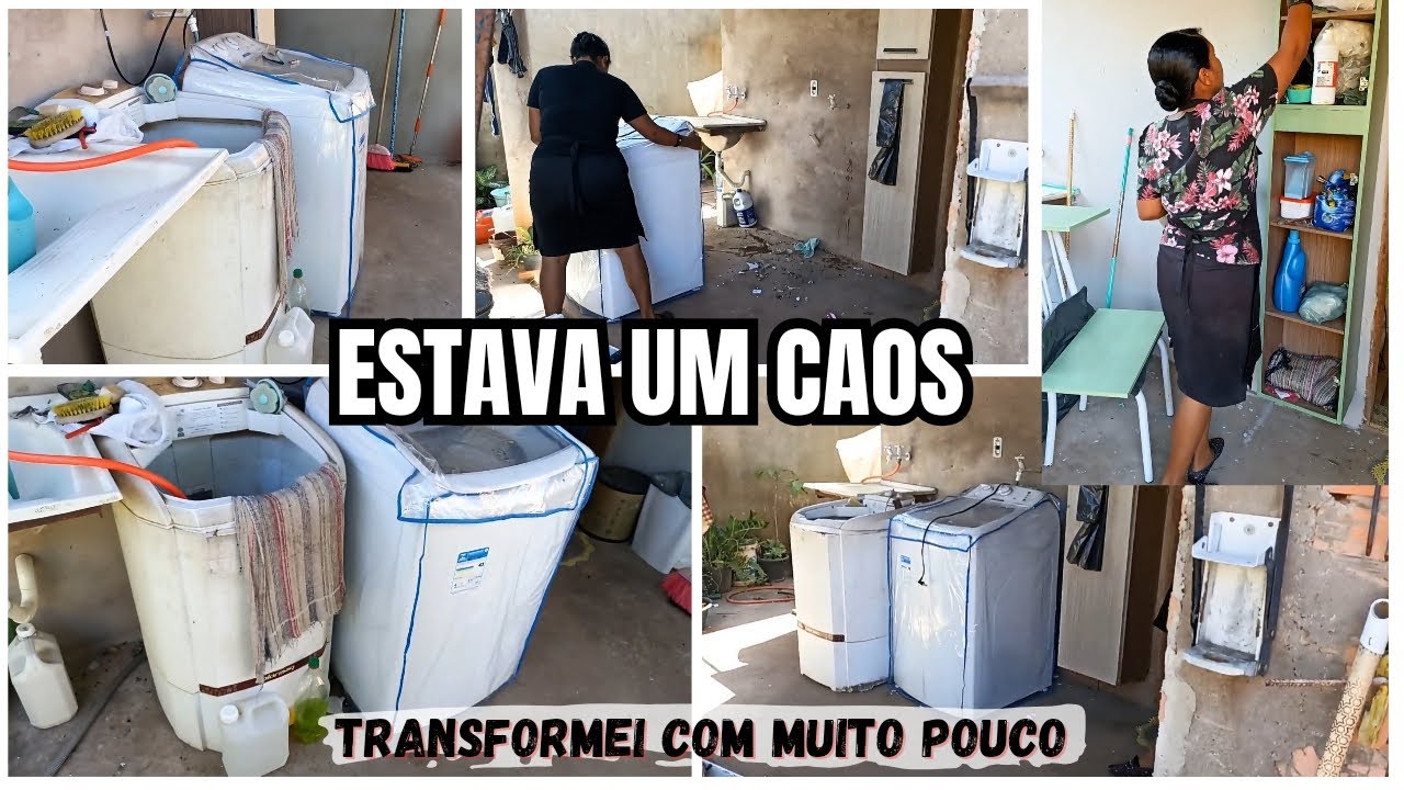 ESSA LAVANDERIA ESTAVA HORRÍVEL TRANSFORMEI GASTANDO POUCO / Complete Laundry room Transformation