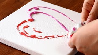 Heart｜Easy & Simple Abstract Acrylic Painting Techniques for Beginners #73｜Satisfying Daily Art Demo