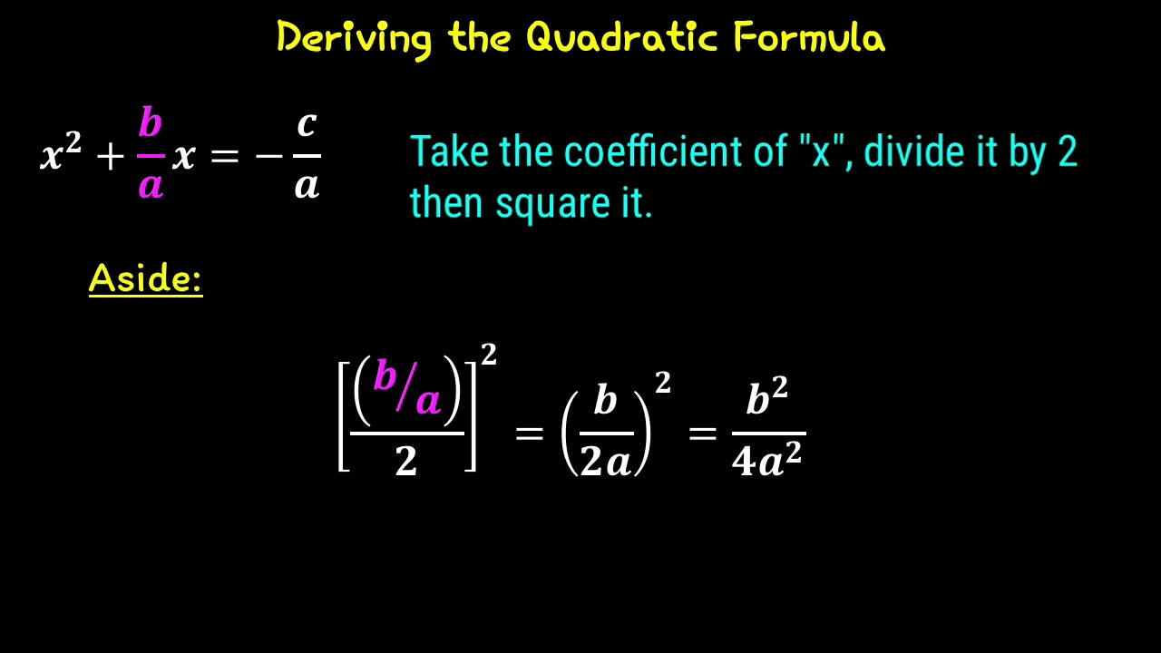 Derivation of the Quadratic Formula using Completing the Square