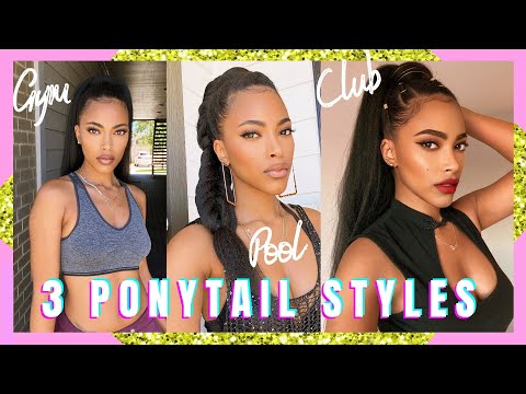 3 Ponytail Hairstyles for Natural Hair w/ Darling Kinky Straight Pony | Jasmine Defined