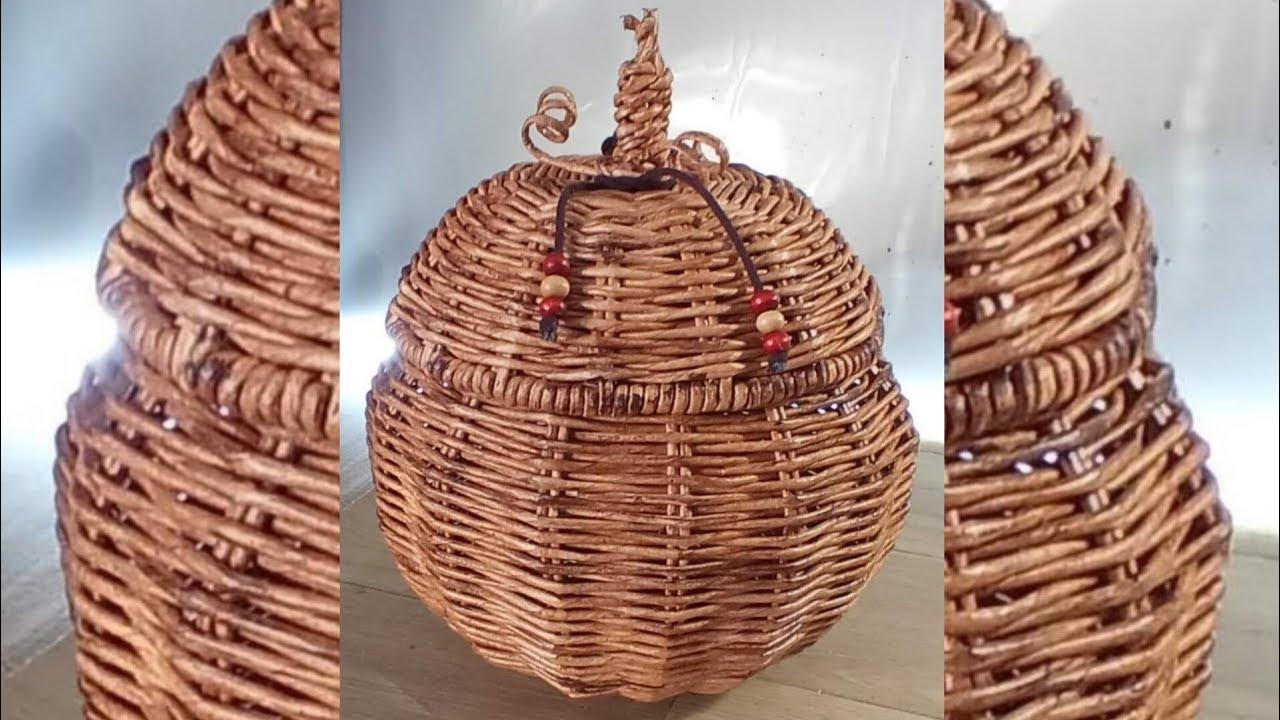 Корзина из бумажной лозы. Basket of paper vines. - YouTube