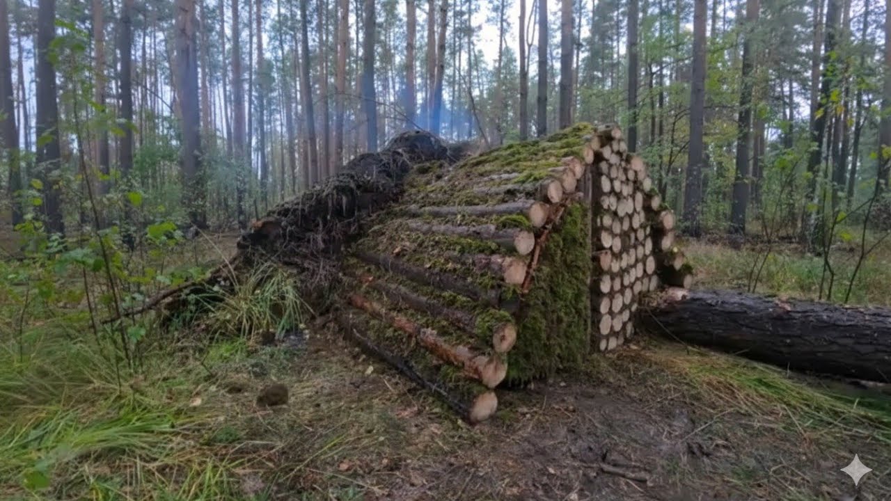 Mitti ke Chulhe ke Saath Warm Log Cabin | Cozy Secret Bushcraft Shelter 🌲🔥 