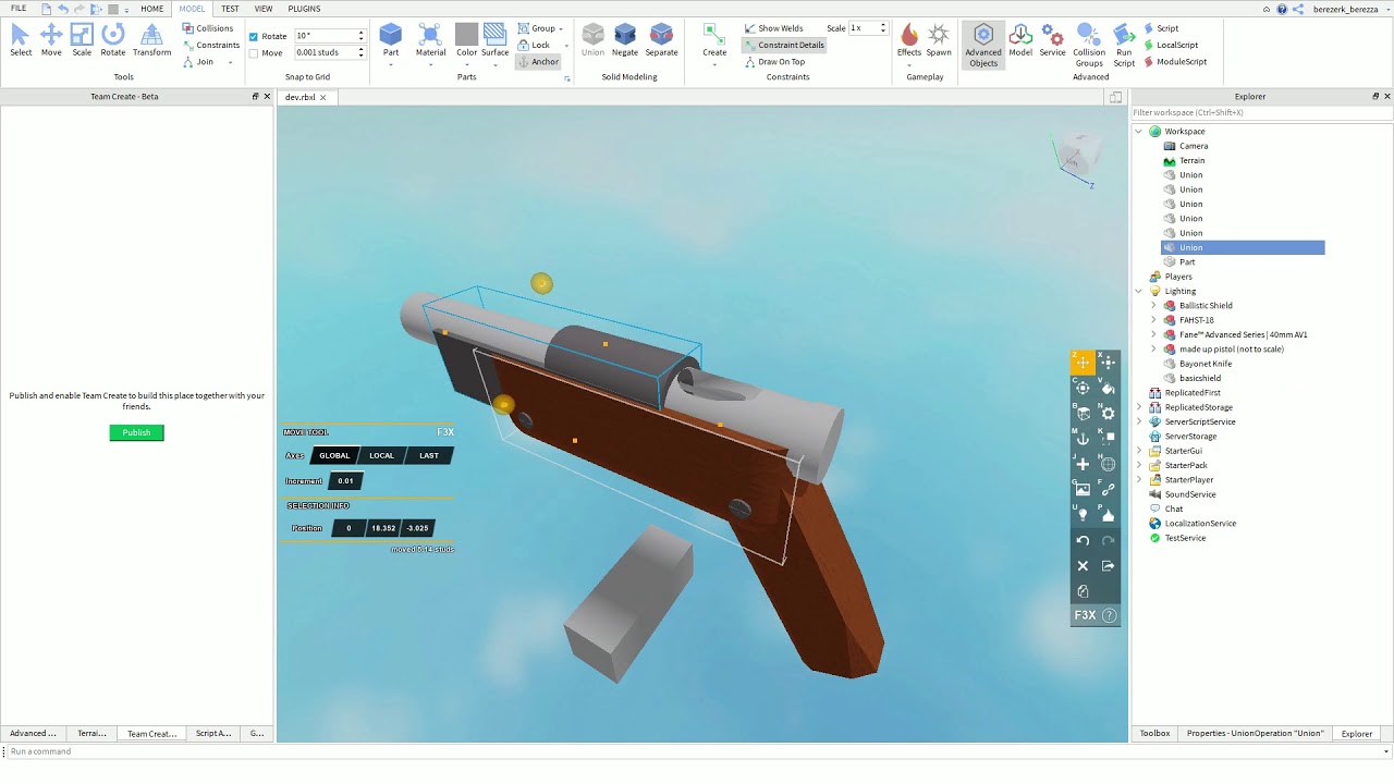 Roblox Making A Gun For A Game 3 Youtube - making animations for weapons roblox