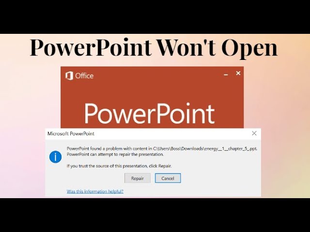 ⁣How to open and repair a presentation in PowerPoint Lesson 6