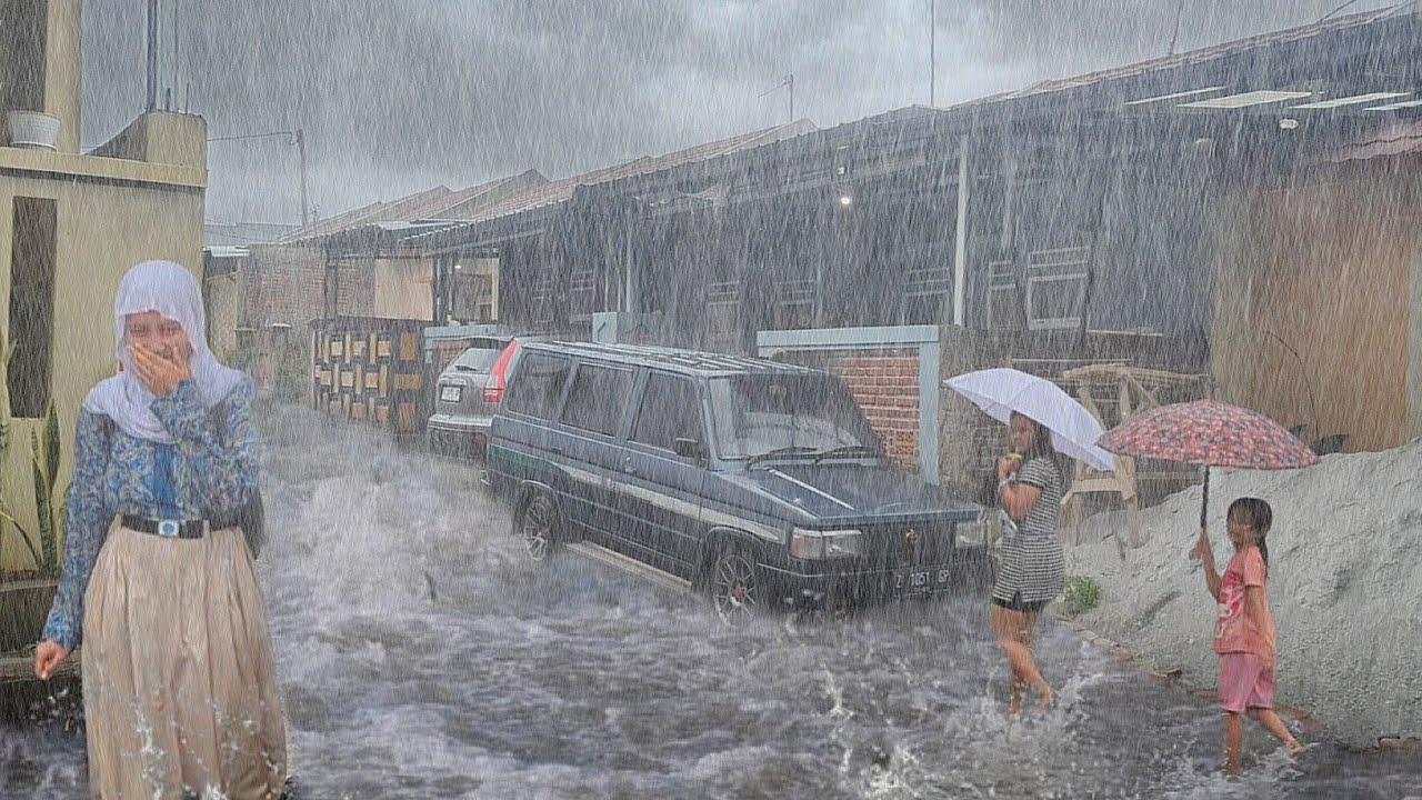 Heavy rain and strong winds in my village - Sleep instantly with the ...