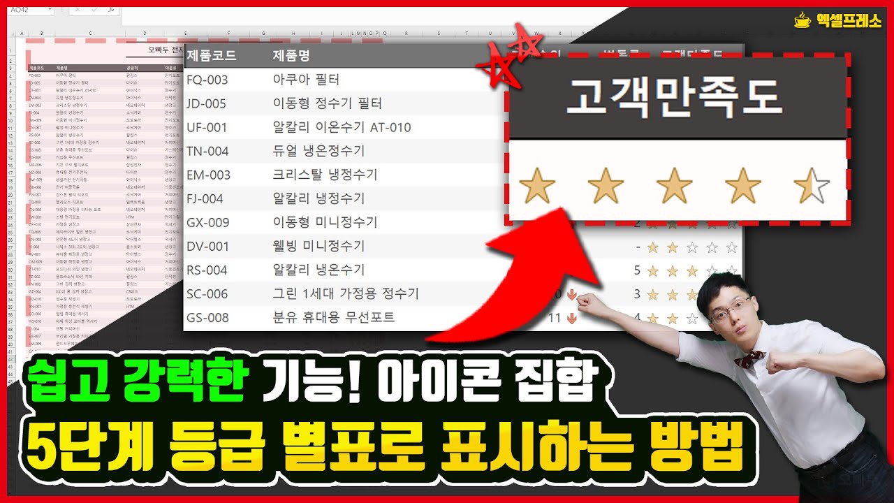 엑셀 별표로 등급 표시하는 방법