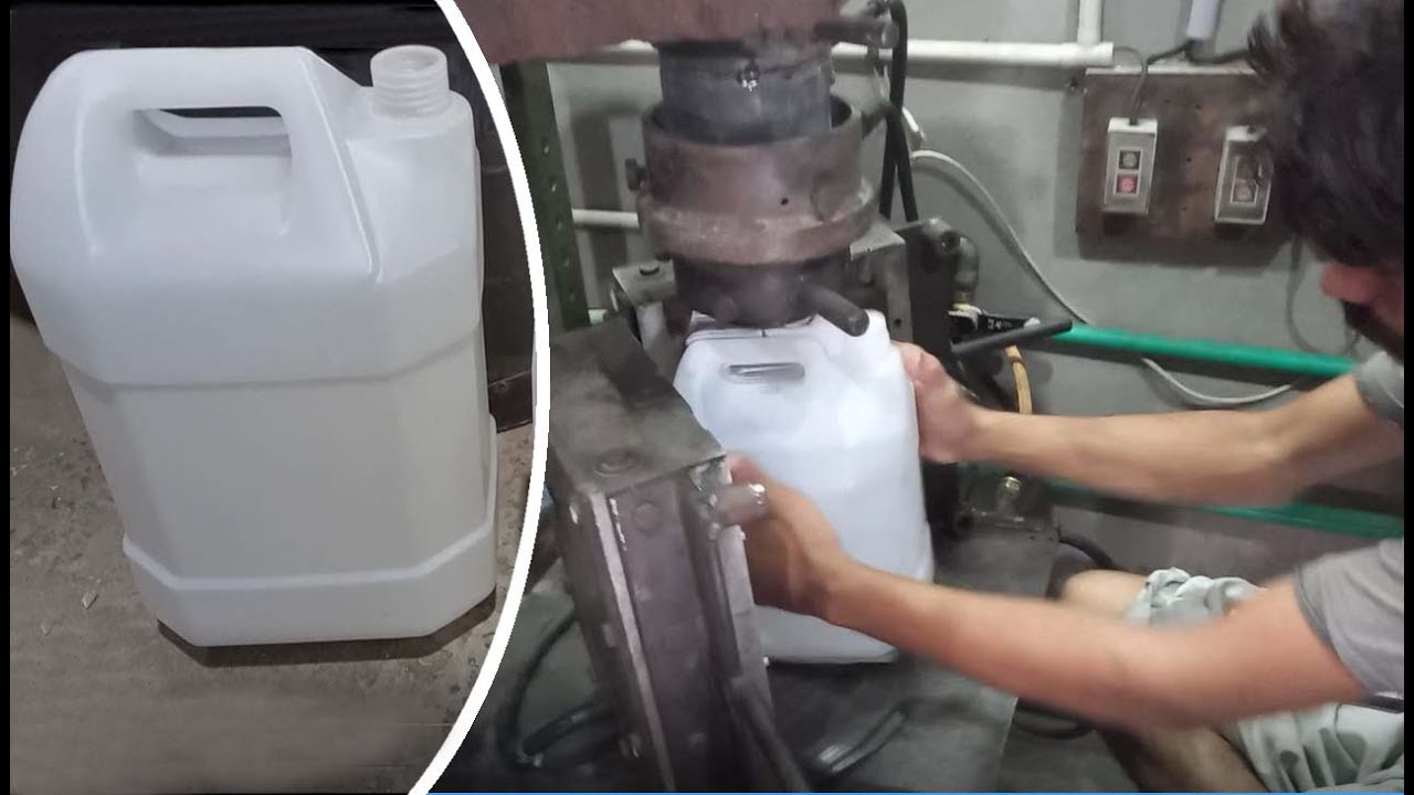 Oil Cans making Process on Blow Molding Machine | Plastic Gallon Making | Gas Blow Molding Machine