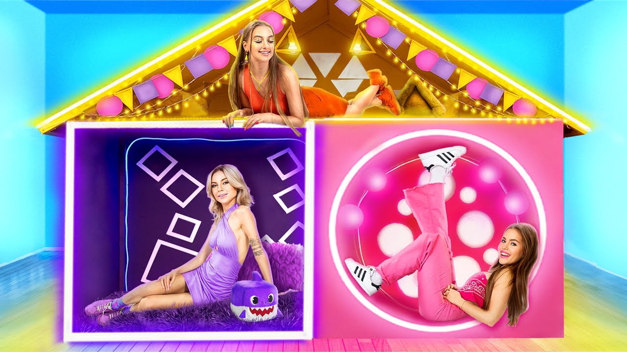 我们为三胞胎建造了一张上下床！圆形、三角形和方形的密室！