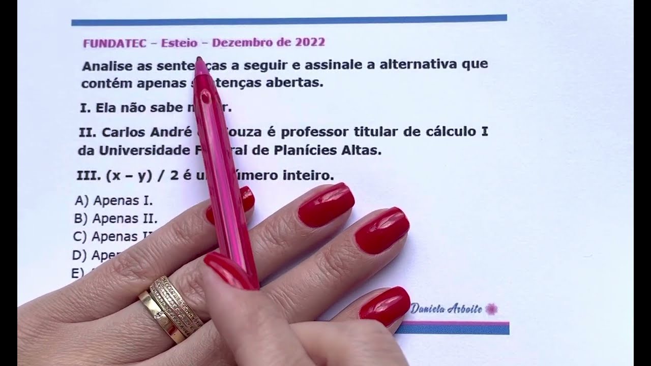 FUNDATEC - Sentenças abertas - Esteio 2022