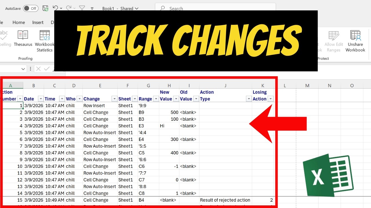 How To Track Changes In Excel Files - YouTube