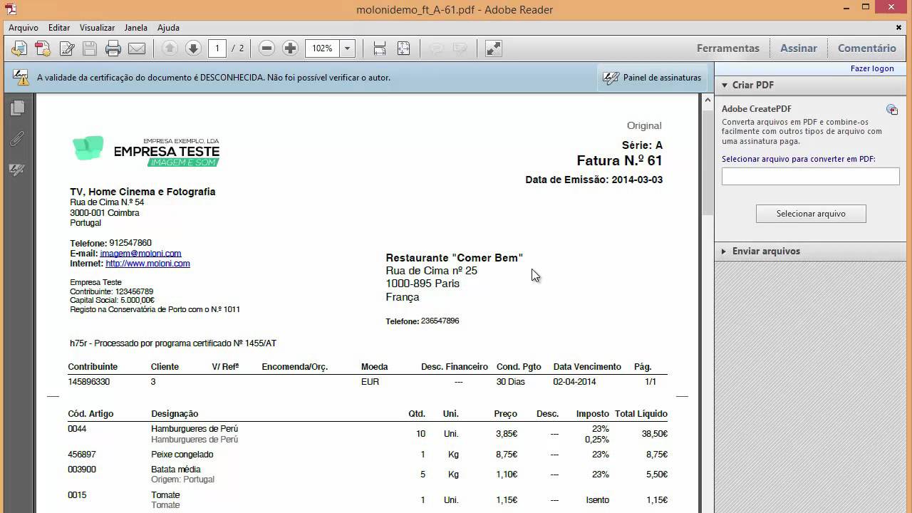 Como ativar a Assinatura Digital Moloni?