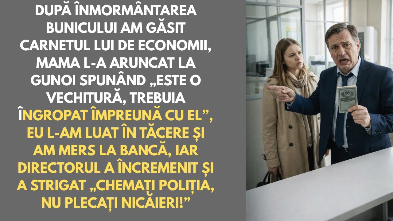 Mama a aruncat carnetul de economii al bunicului la gunoi Eu l-am scos în tăcere La bancă mi-au spus