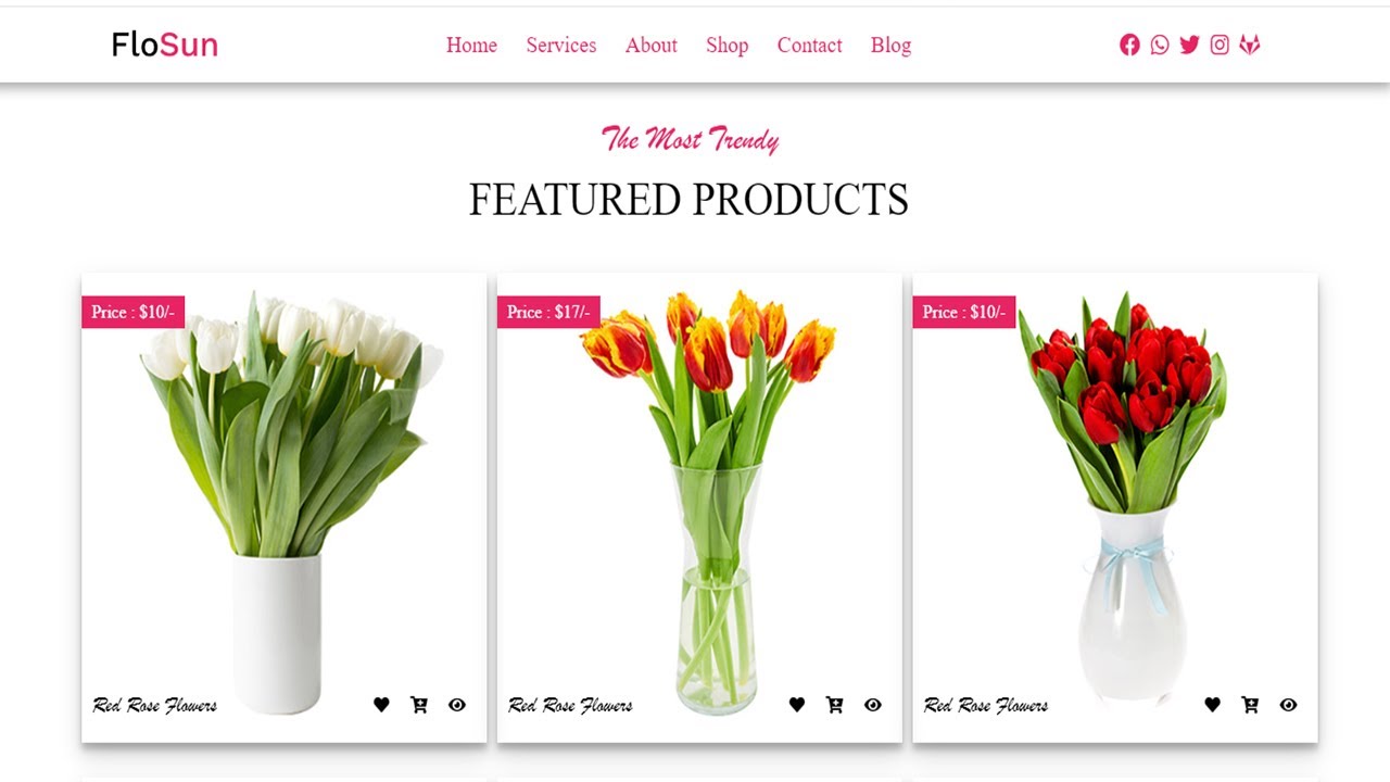 How to create responsive flower shop website using HTML, CSS and ...