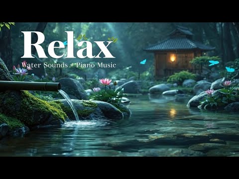 Relaxing Music Relieves Stress, Anxiety, and Depression 🌿 Bamboo Water Sounds + Healing Piano Music/