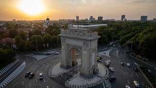 Arcul de Triumf Bucharest - Copyright Free Drone Video