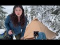Solo Winter Camping In A Hot Tent Snowstorm Survival Solo Winter Camping In A Hot Tent Snowstorm Survival