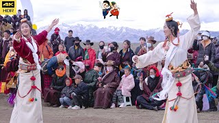 Тибетский танец под снежной горой, красивый и веселый!