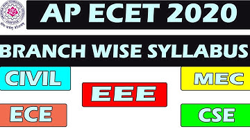 AP ECET 2020 || BRANCH WISE SYLLABUS || EEE,ECE,CIV,CSE,MEC || BSD || TELUGU TECH || ECET 2020