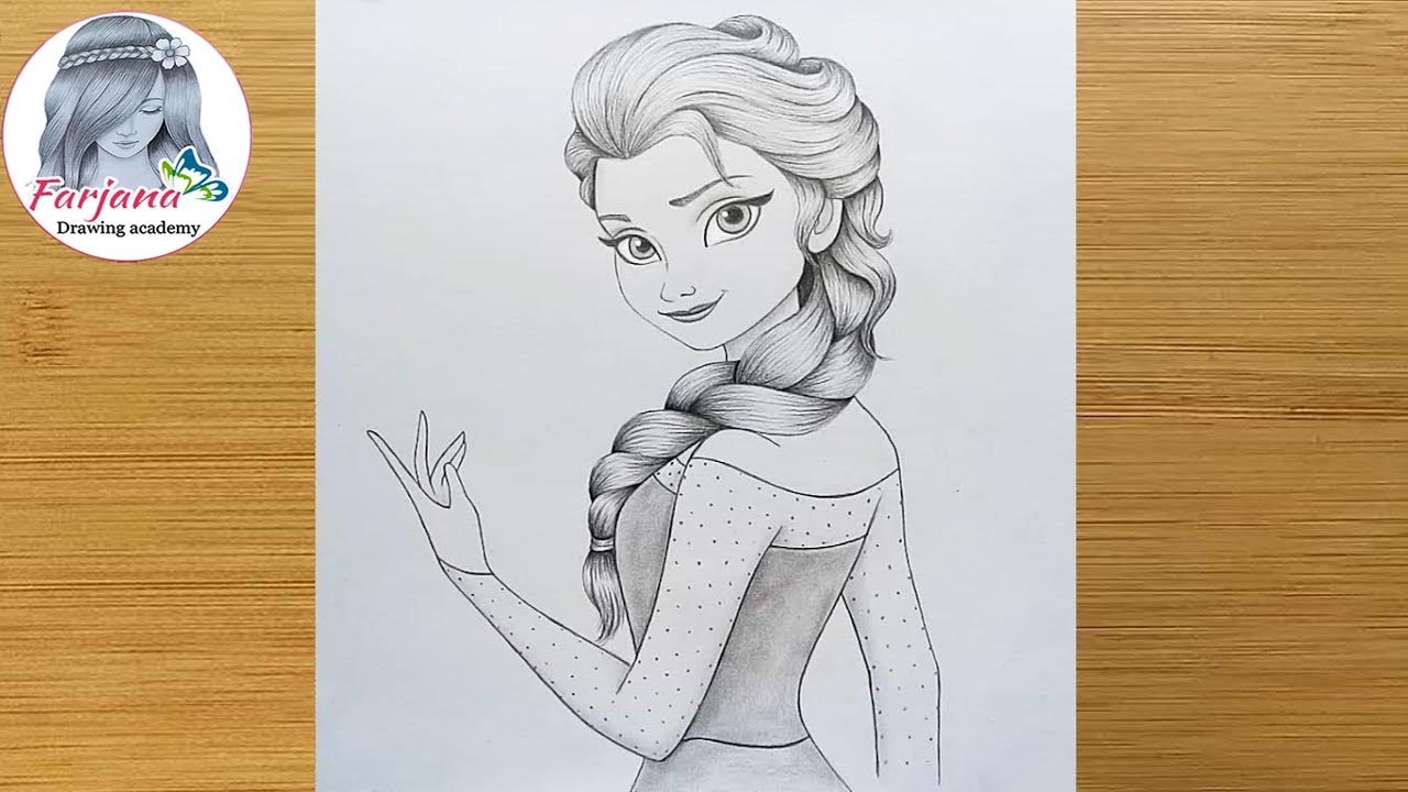Disney Customized Artist Sketch - 2 Character - FROZEN Anna and Elsa -  Close-Up - Face to Face