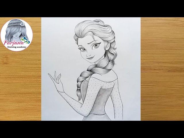 How to Draw Disney Princess Elsa  step by step  Disney Frozen  Pencil  Sketch  YouTube